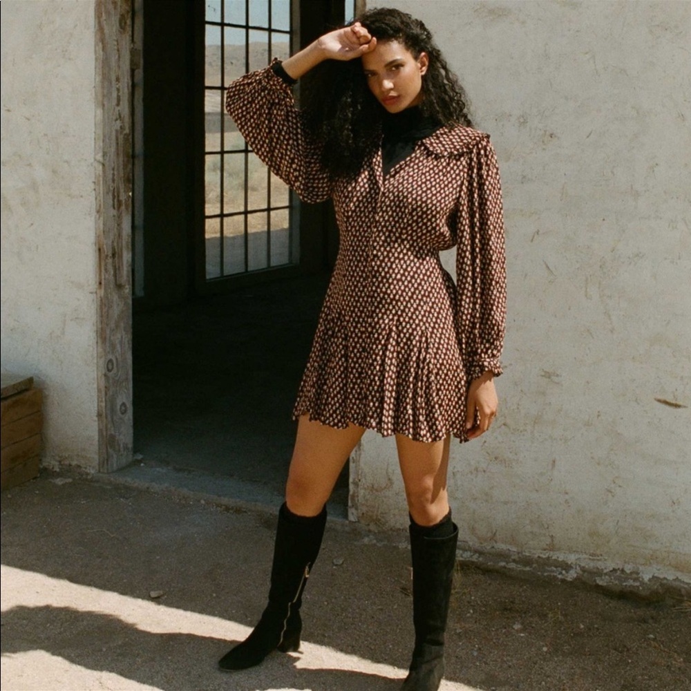 Doen Black and Brown Mini Dress